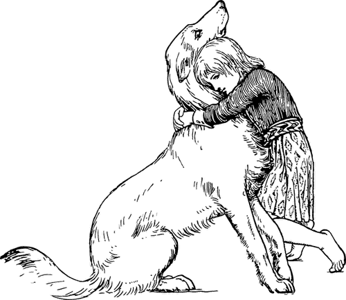 Zeichnung_Hund-und-Maedchen